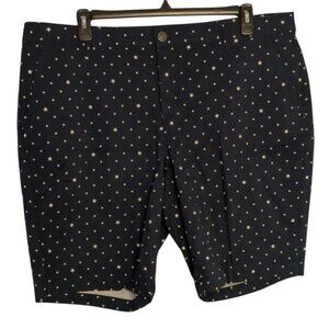 Gloria Vanderbilt Womens Star Print Bermuda Shorts 22W Navy Blue Casual Cotton B